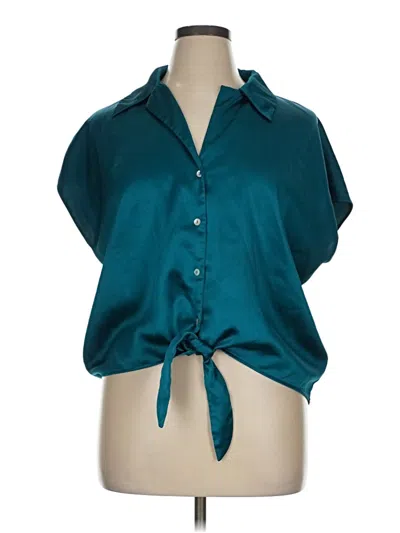 Pre-owned Rachel Zoe Tjx Short Sleeve Blouse In Blue