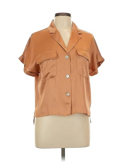Pre-owned Rachel Zoe Tjx Short Sleeve Blouse In Brown