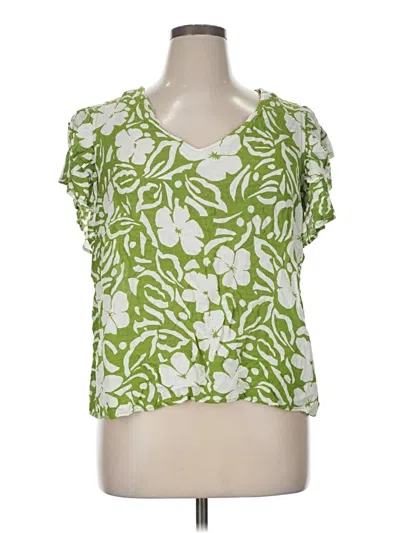 Pre-owned Rachel Zoe Tjx Short Sleeve Blouse In Green