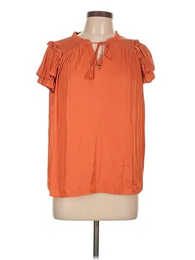 Pre-owned Rachel Zoe Tjx Short Sleeve Blouse In Orange
