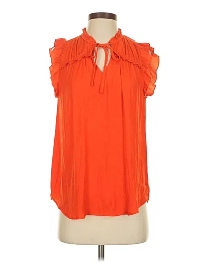 Pre-owned Rachel Zoe Tjx Short Sleeve Blouse In Orange