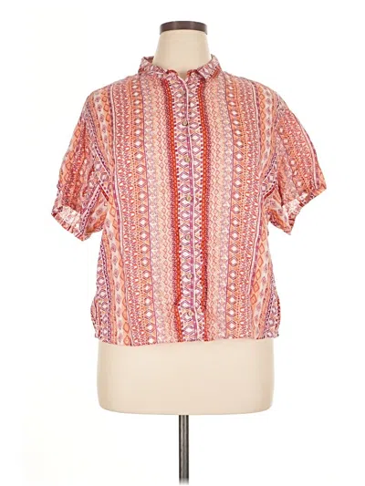 Pre-owned Rachel Zoe Tjx Short Sleeve Blouse In Orange