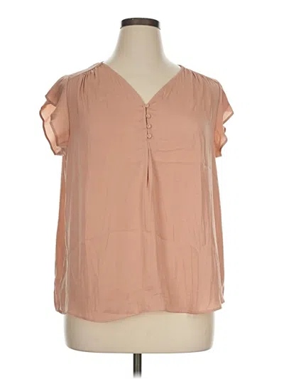 Pre-owned Rachel Zoe Tjx Short Sleeve Blouse In Tan