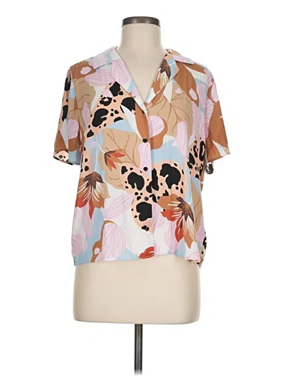 Pre-owned Rachel Zoe Tjx Short Sleeve Blouse In Tan