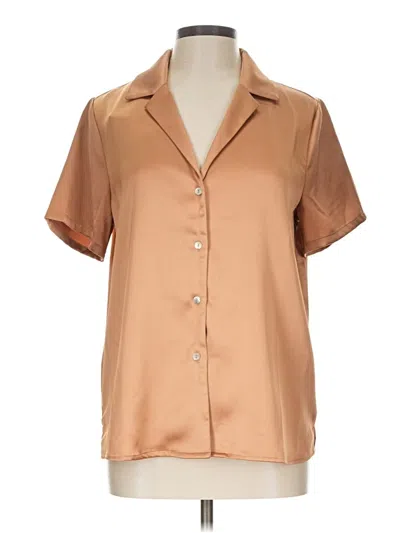 Pre-owned Rachel Zoe Tjx Short Sleeve Blouse In Tan