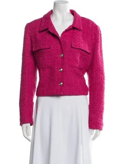 Pre-owned Rachel Zoe Tweed Pattern Blazer In Pink