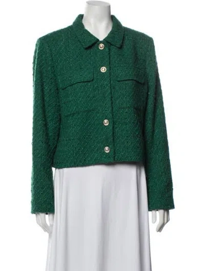 Pre-owned Rachel Zoe Tweed Pattern Jacket In Green