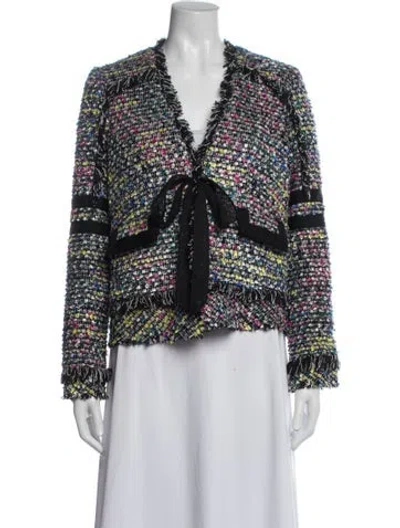 Pre-owned Rachel Zoe Tweed Tweed Pattern Jacket W/ Tags In Black
