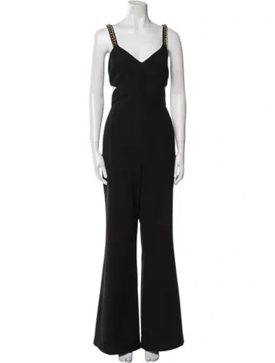 Pre-owned Rachel Zoe V-neck Jumpsuit In Black