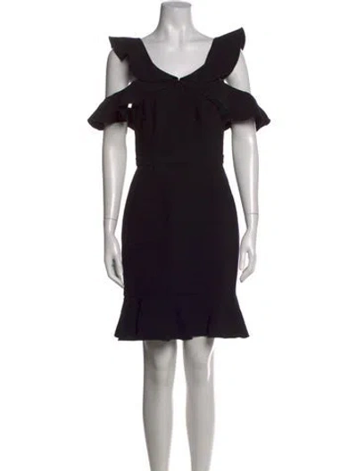 Pre-owned Rachel Zoe V-neck Mini Dress In Black
