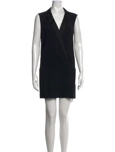 Pre-owned Rachel Zoe V-neck Mini Dress In Black