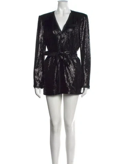 Pre-owned Rachel Zoe V-neck Mini Dress In Black
