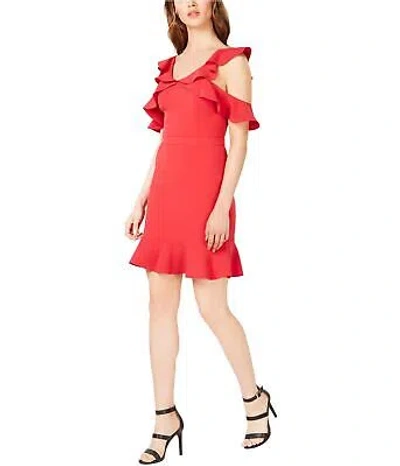Pre-owned Rachel Zoe Womens Delia Cold Shoulder Ruffled Dress In Red