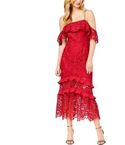 Pre-owned Rachel Zoe Womens Poppy Lace Cold Shoulder Dress In Red