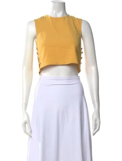 Pre-owned Racil Crew Neck Sleeveless Crop Top In Yellow