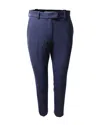 Racil Cropped Cigarette Trousers With Black Side Stripe In Navy Blue Wool In Blue