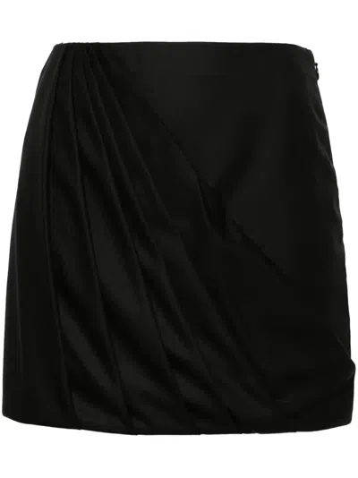 Racil Draped Wool Miniksirt In Black