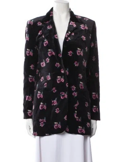 Pre-owned Racil Floral Print Blazer In Black