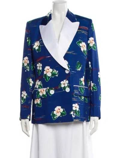 Pre-owned Racil Floral Print Blazer W/ Tags In Blue