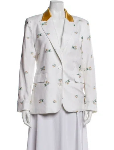 Pre-owned Racil Floral Print Blazer In White