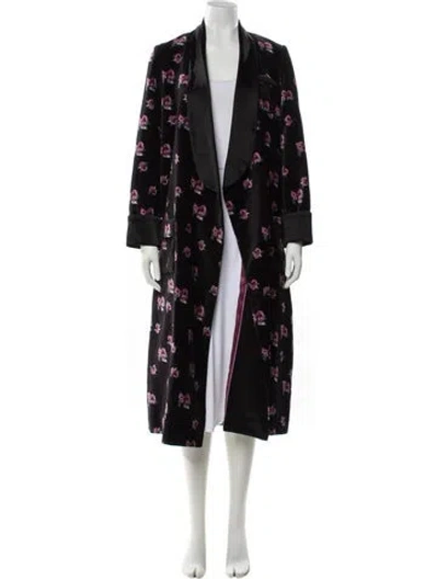 Pre-owned Racil Floral Print Coat In Black