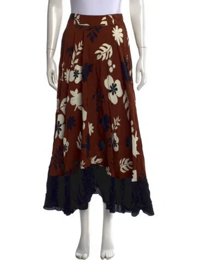 Pre-owned Racil Floral Print Long Skirt In Orange