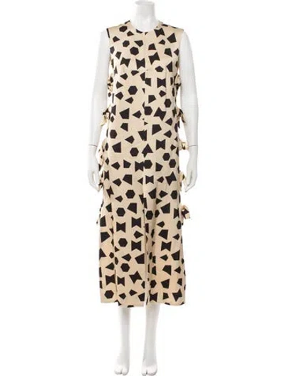 Pre-owned Racil Graphic Print Midi Length Dress In Neutrals