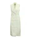 Racil Marrakech Double Breasted Vest In White Linen In White