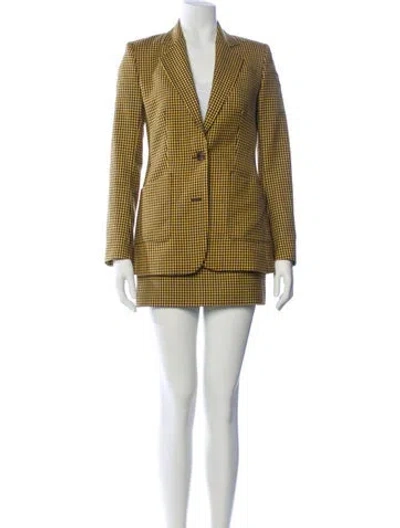 Pre-owned Racil Plaid Print Skirt Suit In Yellow