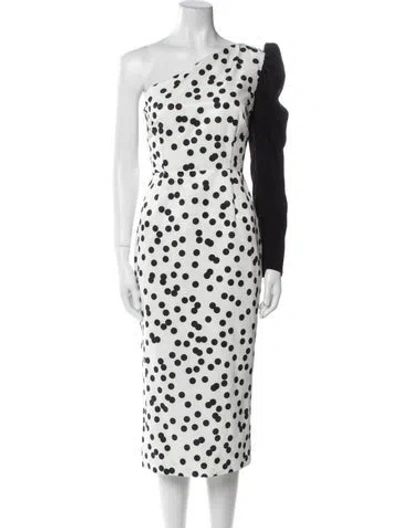 Pre-owned Racil Polka Dot Print Midi Length Dress In White
