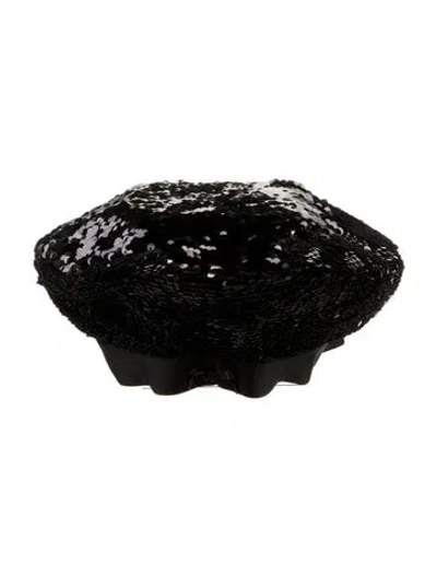 Pre-owned Racil Sequin Beret W/tags In Black