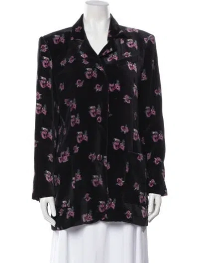 Pre-owned Racil Silk Floral Print Blazer In Black