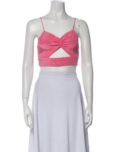 Pre-owned Racil Silk V-neck Crop Top In Pink