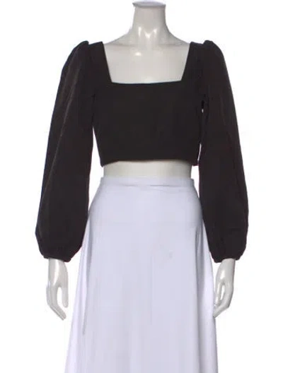 Pre-owned Racil Square Neckline Long Sleeve Crop Top In Black