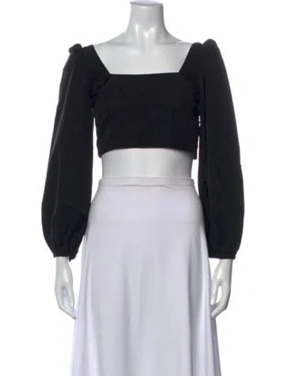 Pre-owned Racil Square Neckline Long Sleeve Crop Top In Black