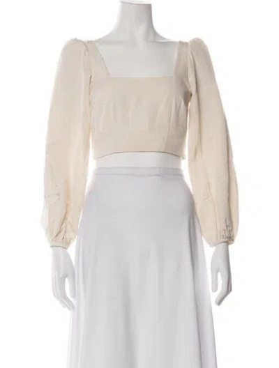 Pre-owned Racil Square Neckline Long Sleeve Crop Top In Neutrals