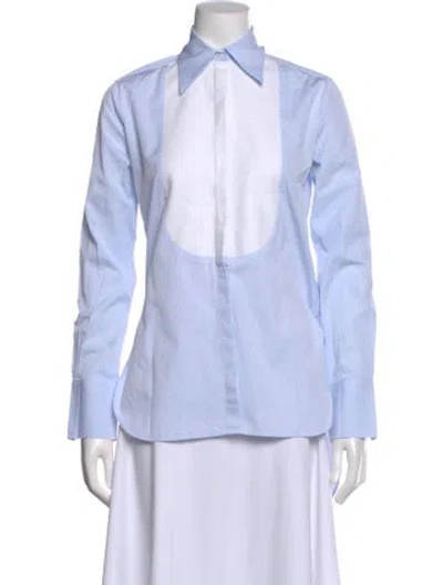 Pre-owned Racil Striped Long Sleeve Blouse In Blue