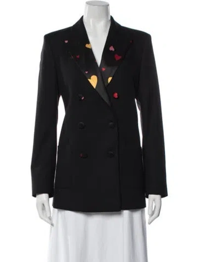 Pre-owned Racil Virgin Wool Graphic Print Blazer In Black