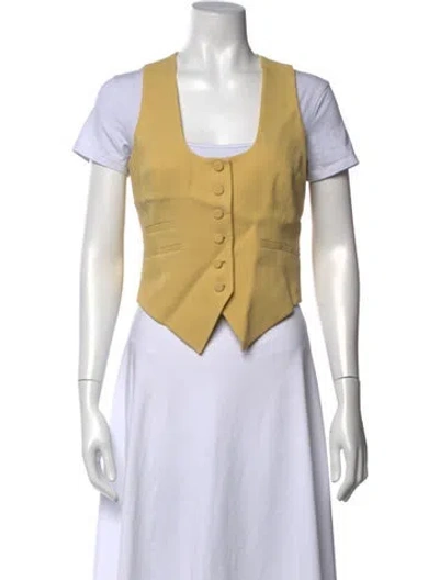 Pre-owned Racil Virgin Wool Scoop Neck Top In Yellow