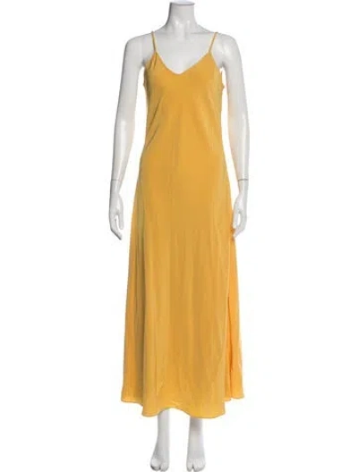 Pre-owned Racil V-neck Long Dress In Yellow