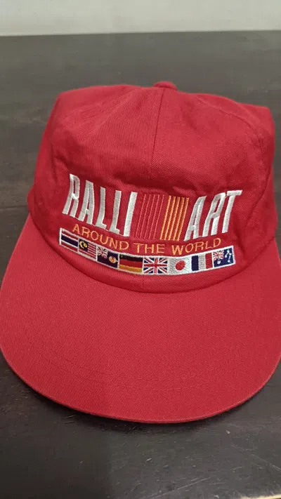 Pre-owned Racing Vintage 90's Ralliart Around The World Hat In Red