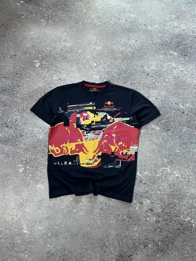 Pre-owned Racing X Red Bull Vintage Red Bull Racing Over Print Formula One Season Tshirt In Blue