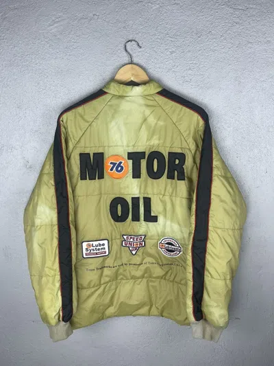 Pre-owned Racing X Vintage 76 Union Lubricant Motor Oil Faded Racing Jacket In Light Green