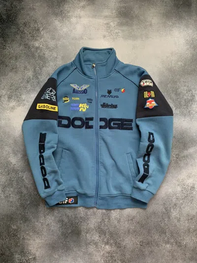 Pre-owned Racing X Vintage Fleece Zip Sweatshirt Dodge Racing Big Logo In Blue