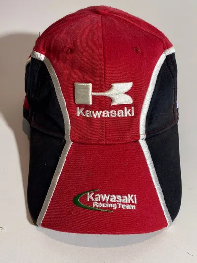 Pre-owned Racing X Vintage Kawasaki Hype Y2k Streetwear Racing Style Cap In Black/red