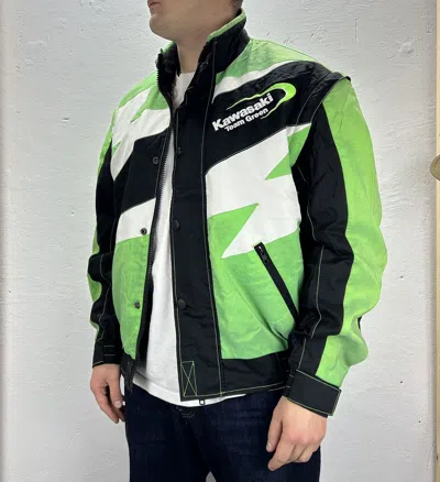 Pre-owned Racing X Vintage Kawasaki Moto Jacket Racing Jacket In Black/green