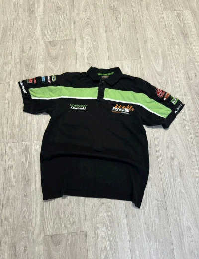 Pre-owned Racing X Vintage Kawasaki Racing Polo T-shirt 90's In Black
