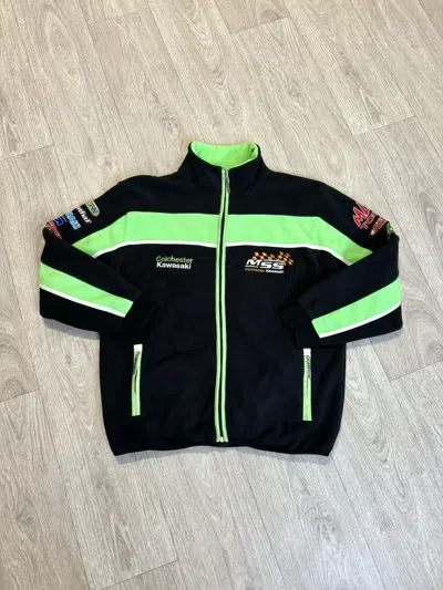 Pre-owned Racing X Vintage Kawasaki Racing Zip Fleece Jacket 90's In Black