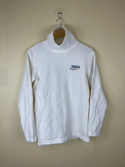 Pre-owned Racing X Vintage Vtg Yamaha Racing Team Embroidery Turtle Neck L/s Tshirt In White