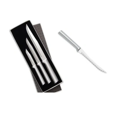 Radà Rada 3 Piece Housewarming Knife Gift Set & 5-inch Tomato Slicer Stainless Steel Serrated Blade In Silver